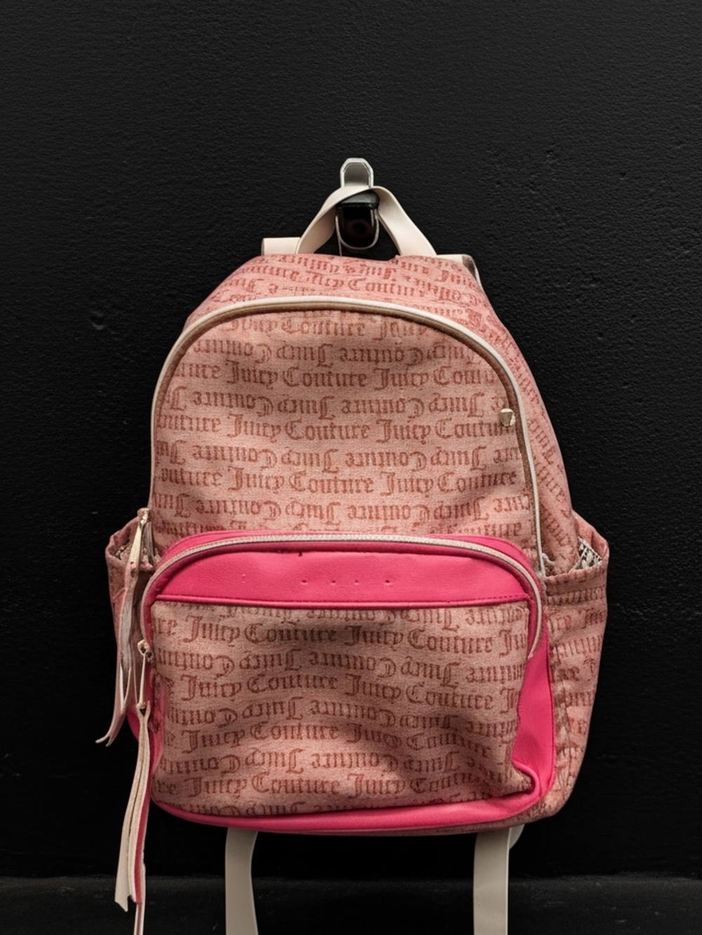 Juicy Couture Pink Logo Print Backpack with Bright Pink Trim